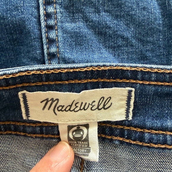 Madewell Dark Blue Denim Button-Front A-Line Mini Skirt - Picture 3 of 5